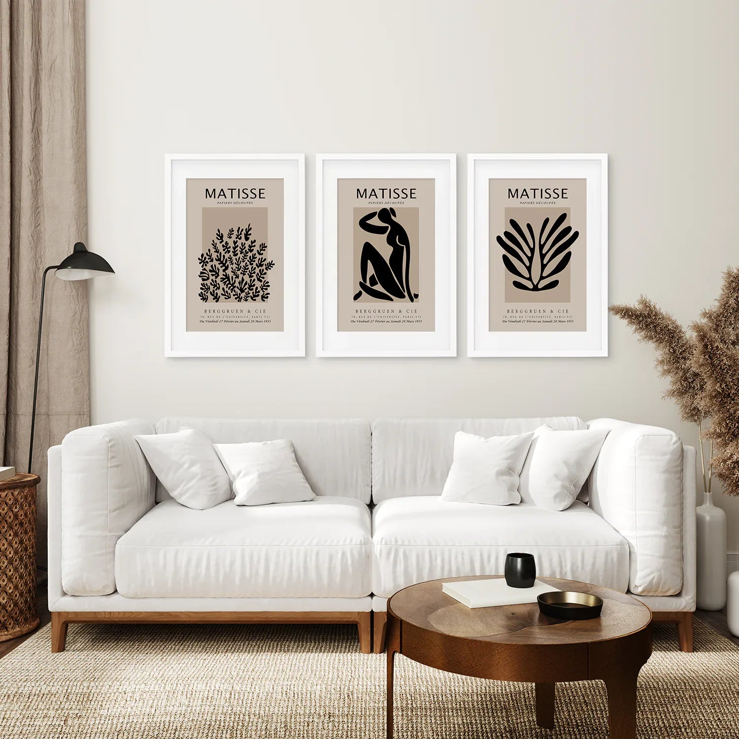 Black and Beige Matisse Set of 3 Posters. Vintage Style