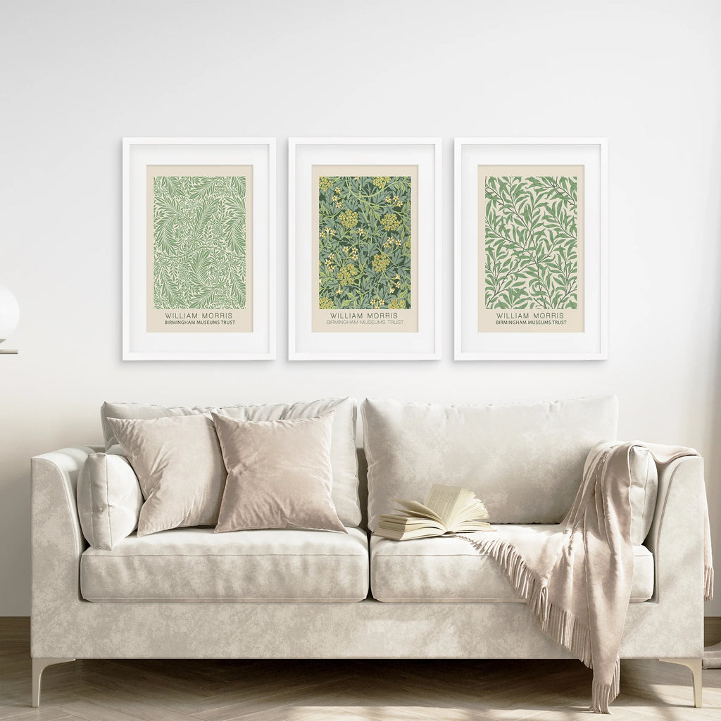 3 Piece William Morris Wall Art Set. Greenery Exhibition Style