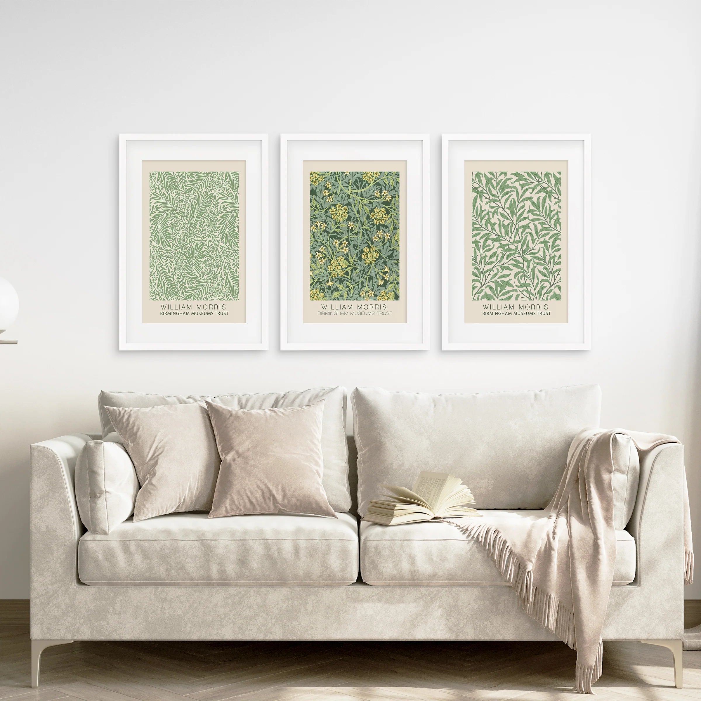 3 Piece William Morris Wall Art Set. Greenery Exhibition Style