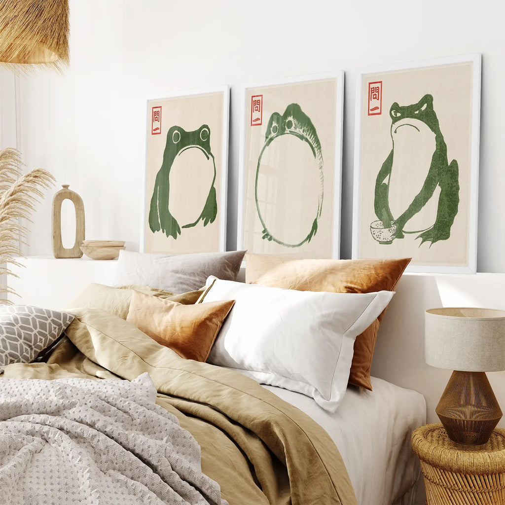Japanese Matsumoto Hoji Frog Wall Art Print Set