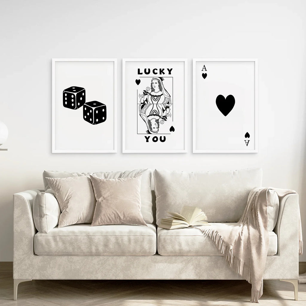 Trendy Playing Card Wall Art Set of 3 Prints