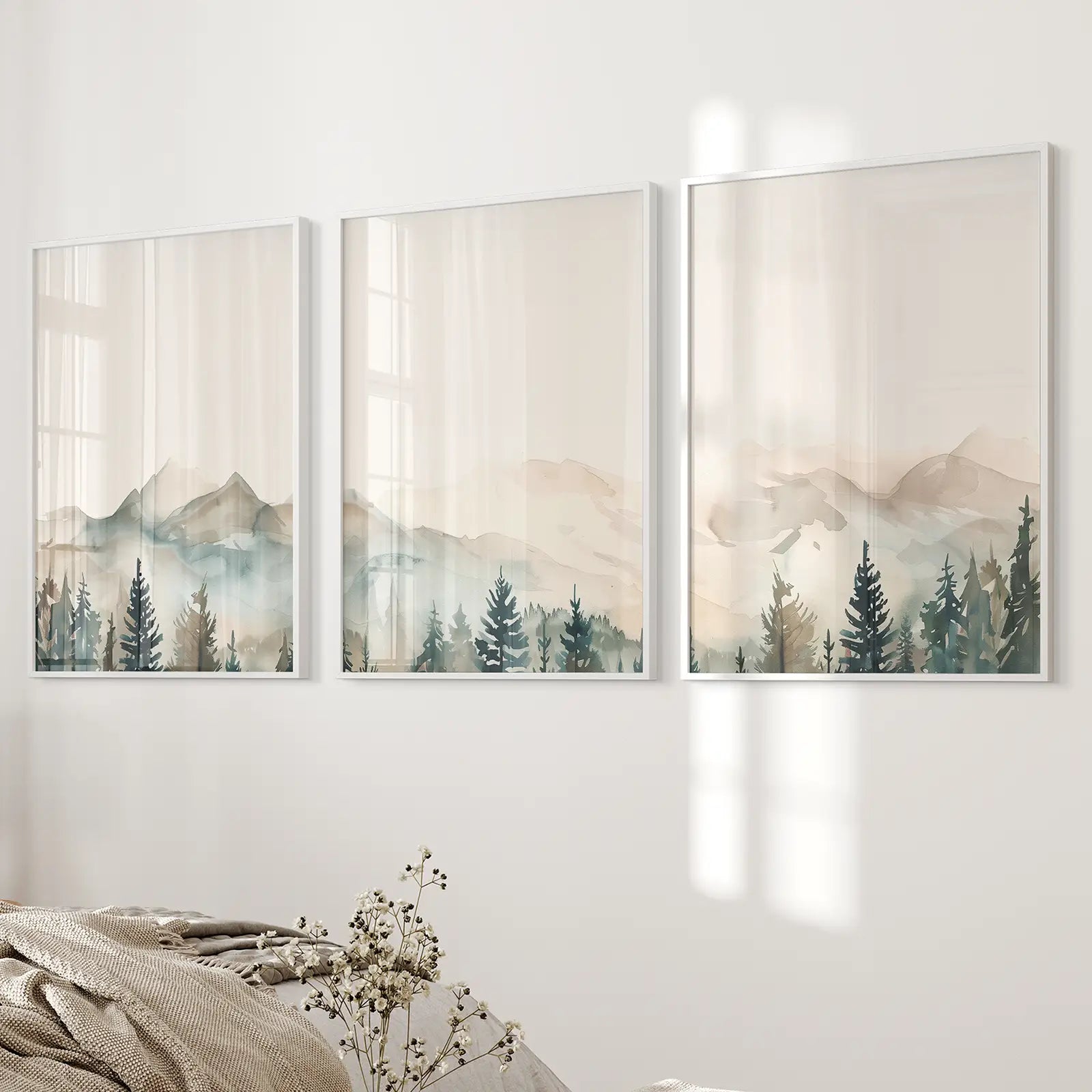 Nature Prints Modern Minimal Forest Wall Art Set