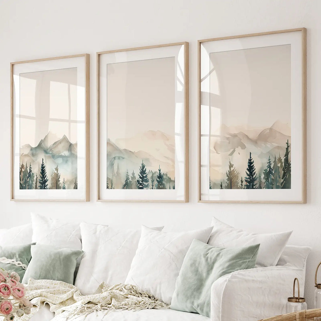 Nature Prints Modern Minimal Forest Wall Art Set