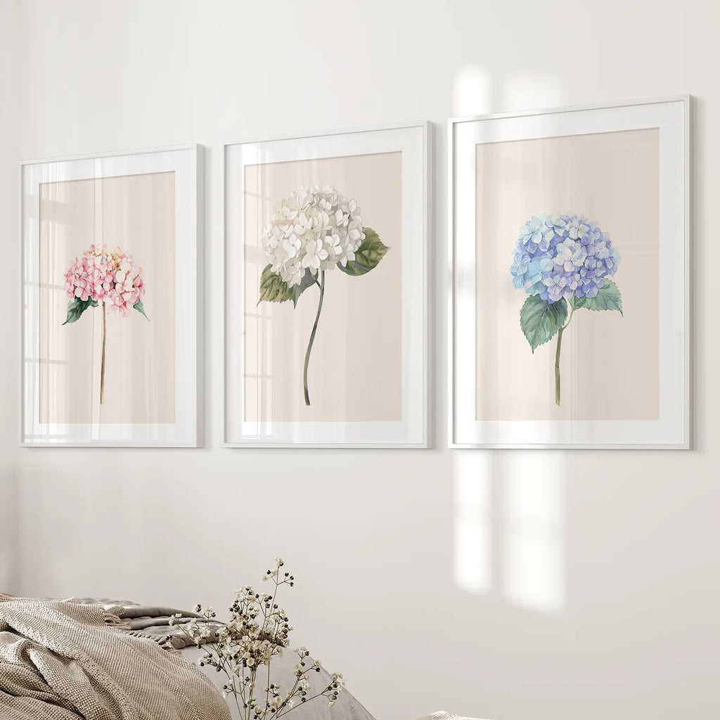 Minimalist Botanical Hydrangea Art Poster Decor