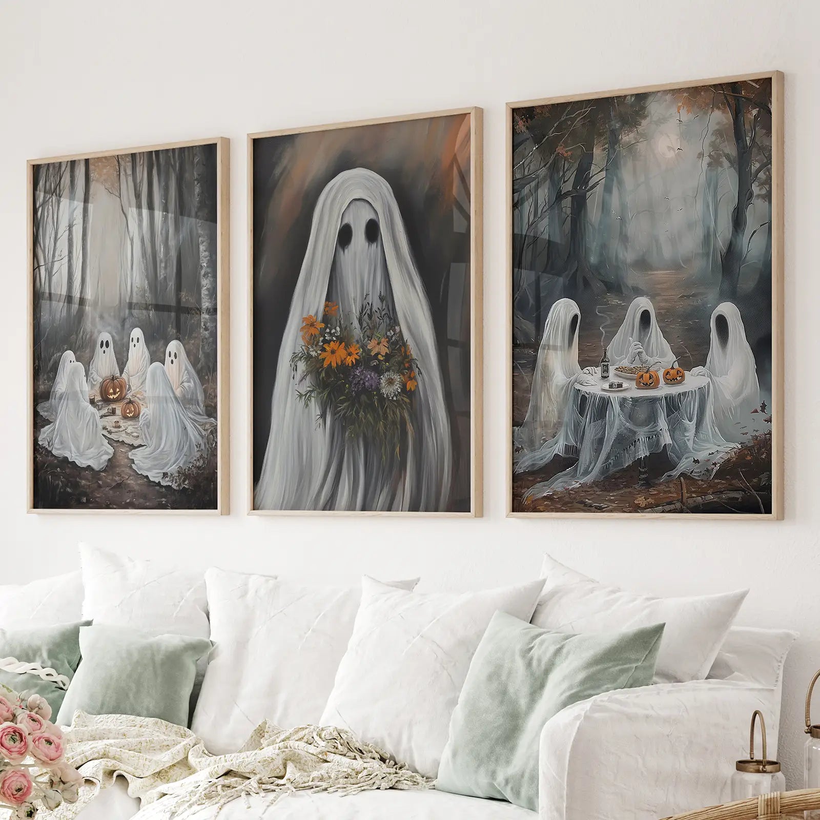 Moody Halloween Ghosts Trendy Wall Art Poster