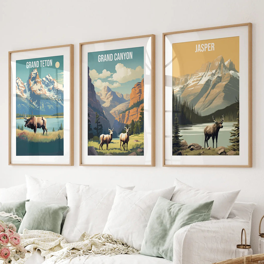 Grand Canyon, Jasper, Grand Teton. National Park Wall Art