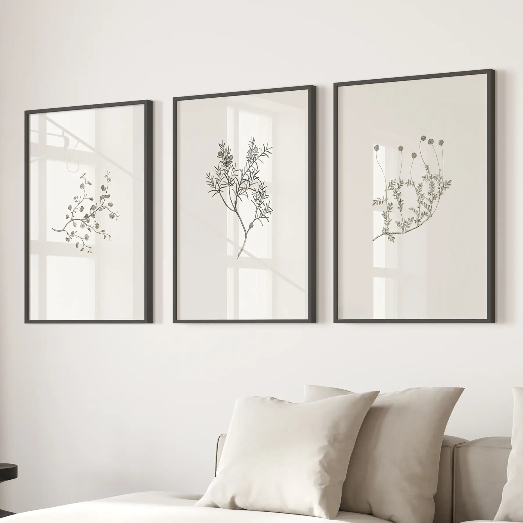 Vintage Flower Minimalistic Wall Decor. Botanical Print Set
