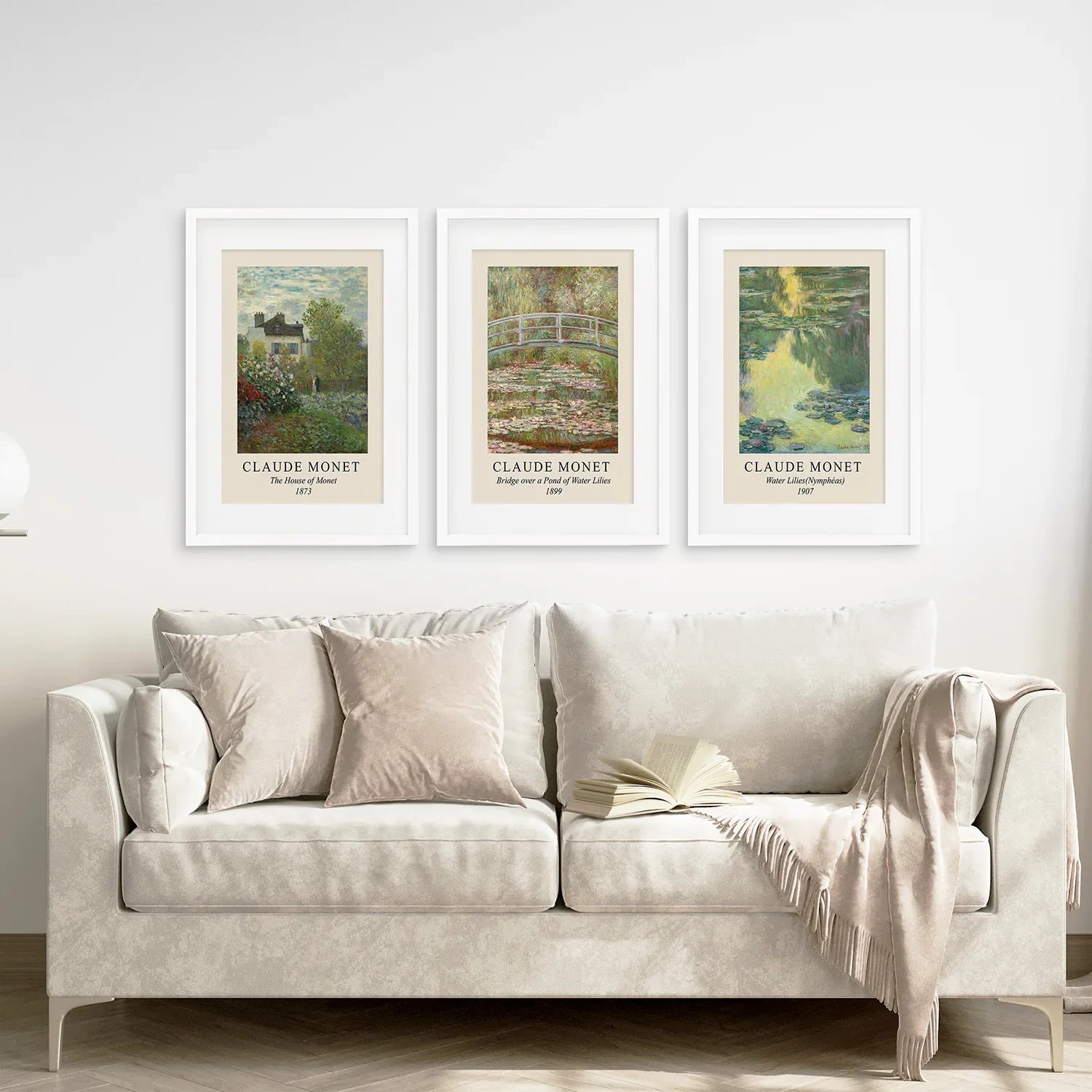 Vintage Farmhouse Decor Set of 3 Prints. Claude Monet
