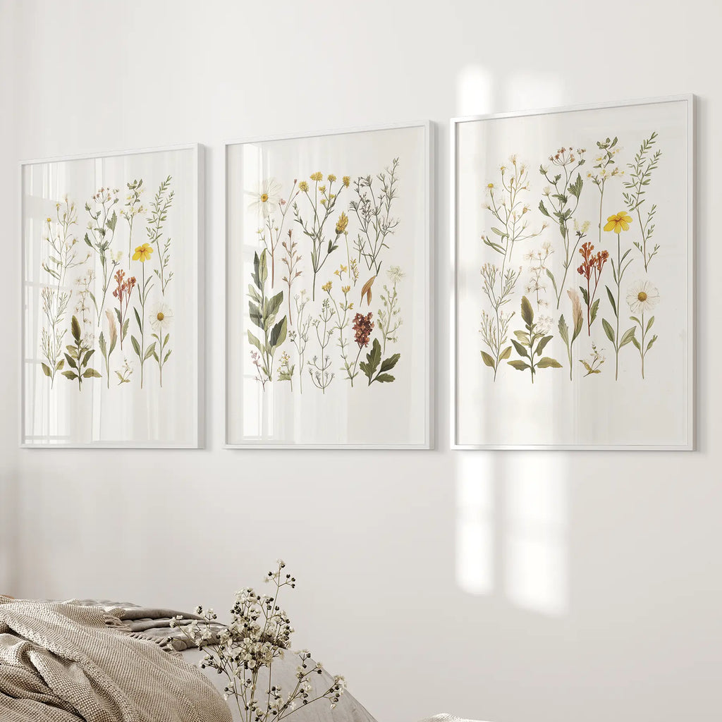 Wildflower Nature Prints. Modern Wall Art Decor