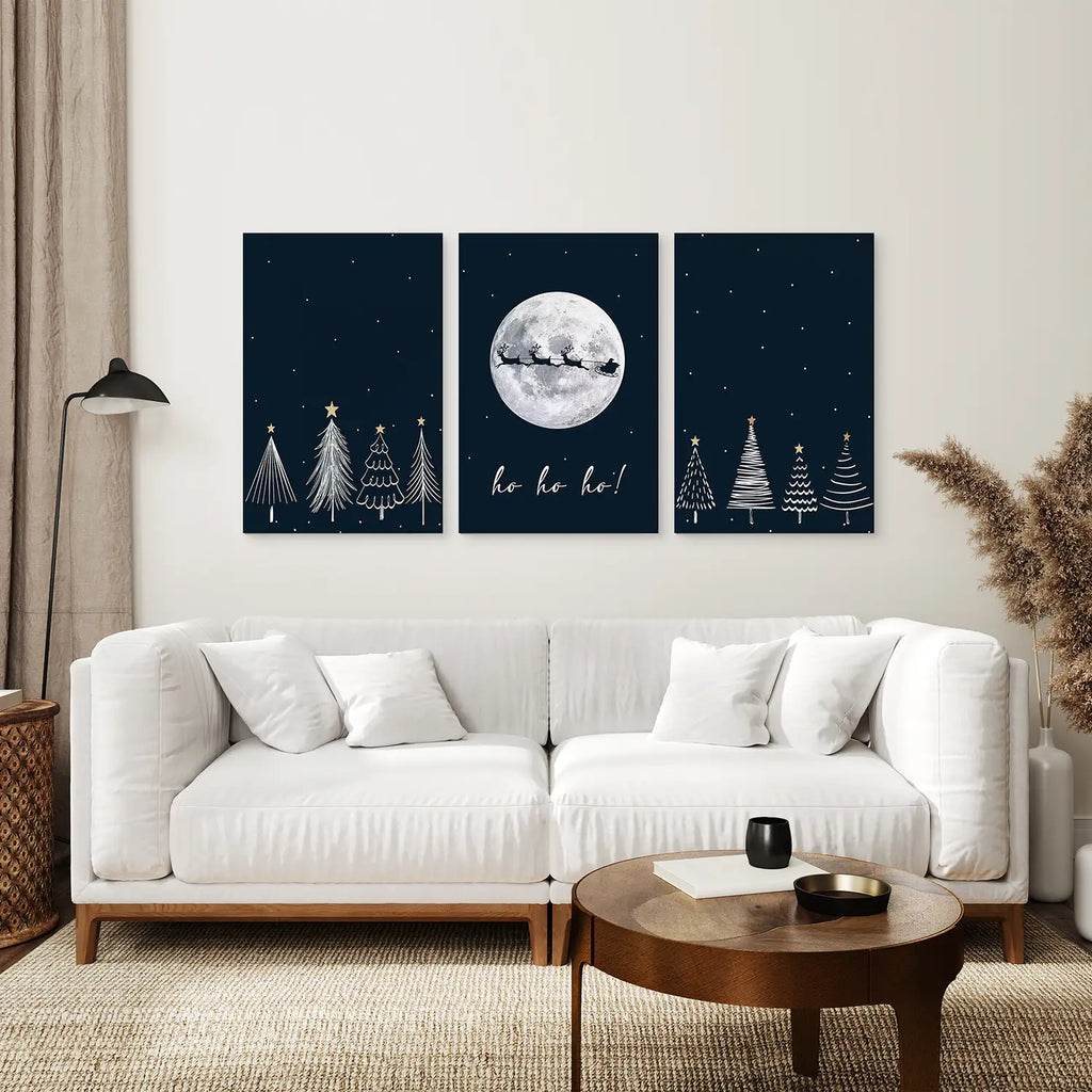 Winter Nordic Landscape Xmas Set of 3 Prints