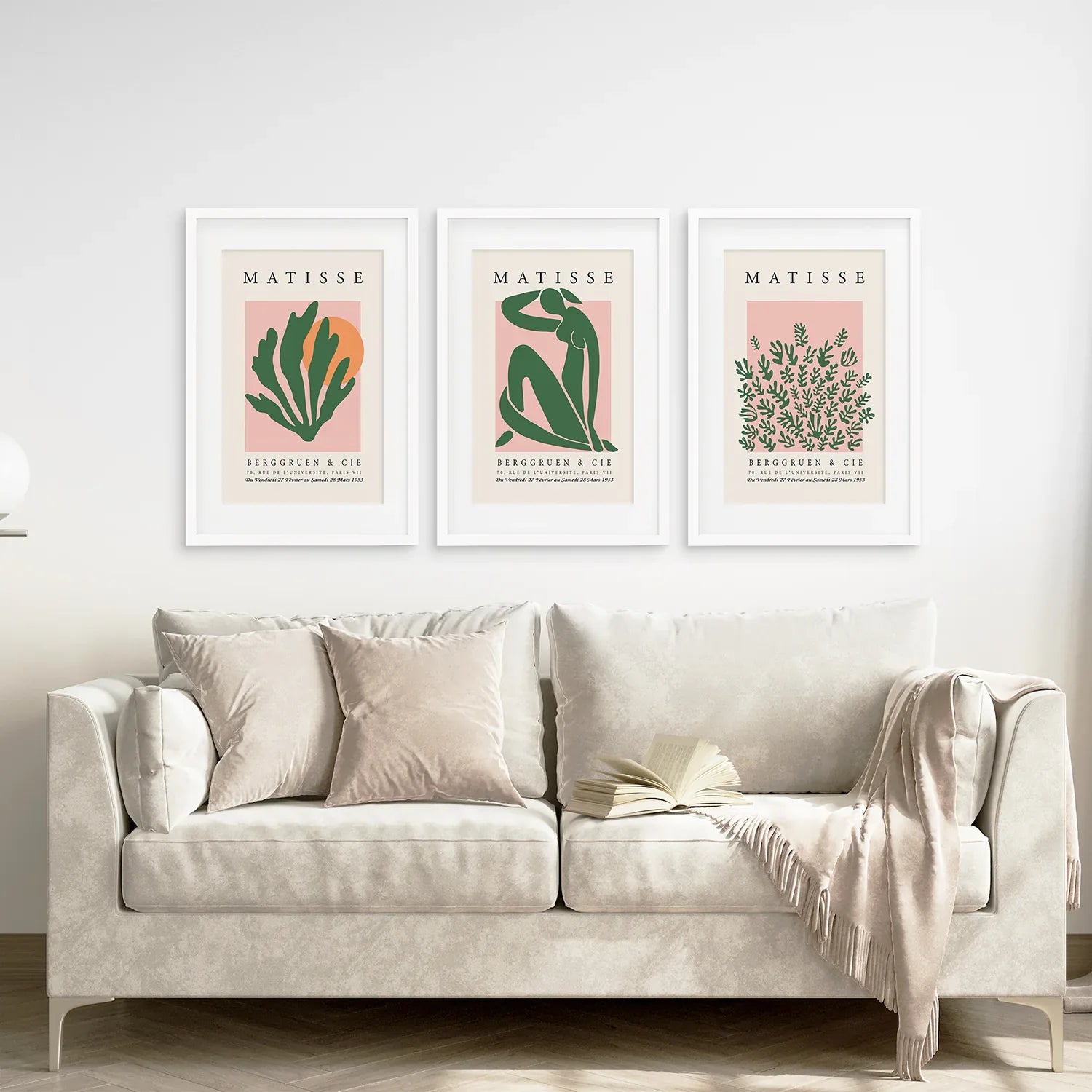 Pink Green Matisse Abstract Wall Prints Set