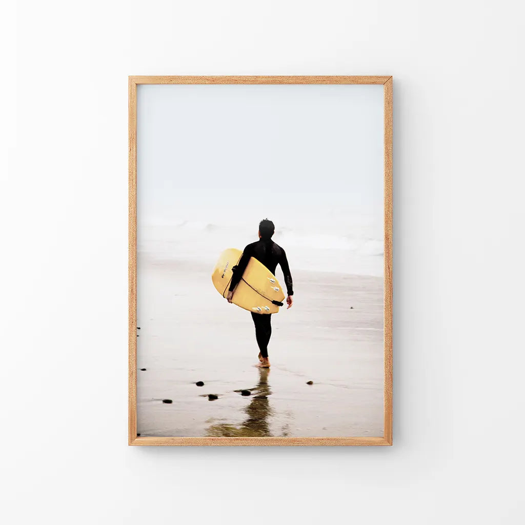 Yellow Surfboard Poster. Coastal Lifestyle Themed Print