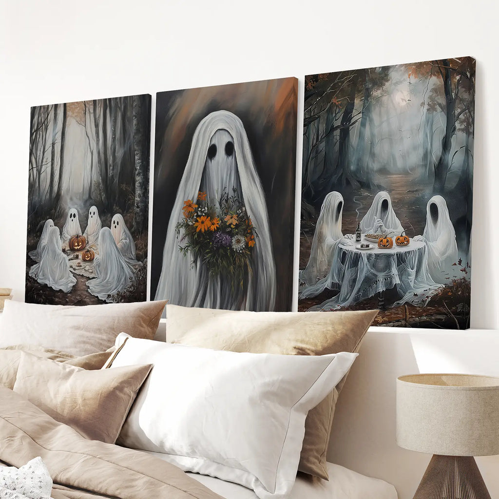Moody Halloween Ghosts Trendy Wall Art Poster