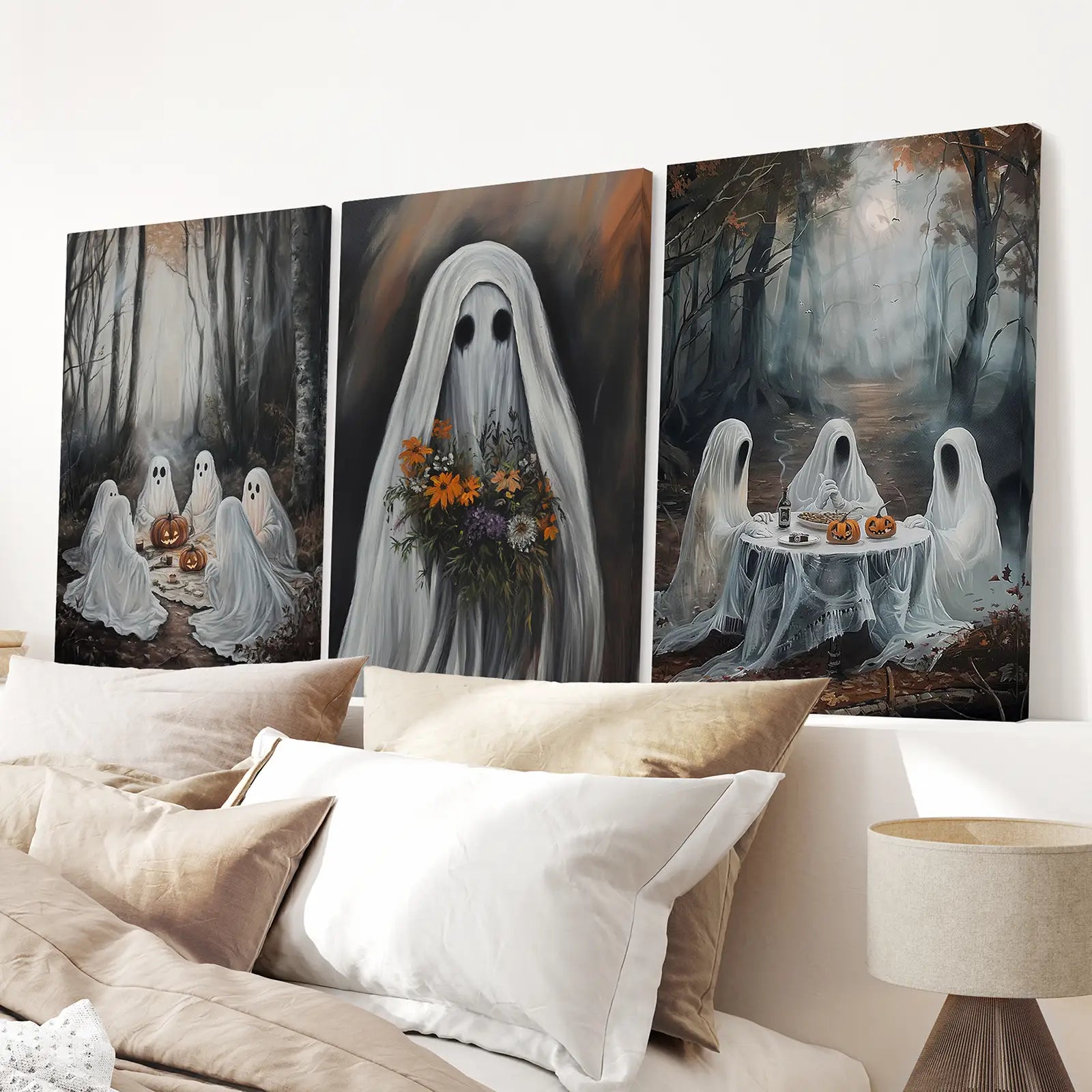 Moody Halloween Ghosts Trendy Wall Art Poster