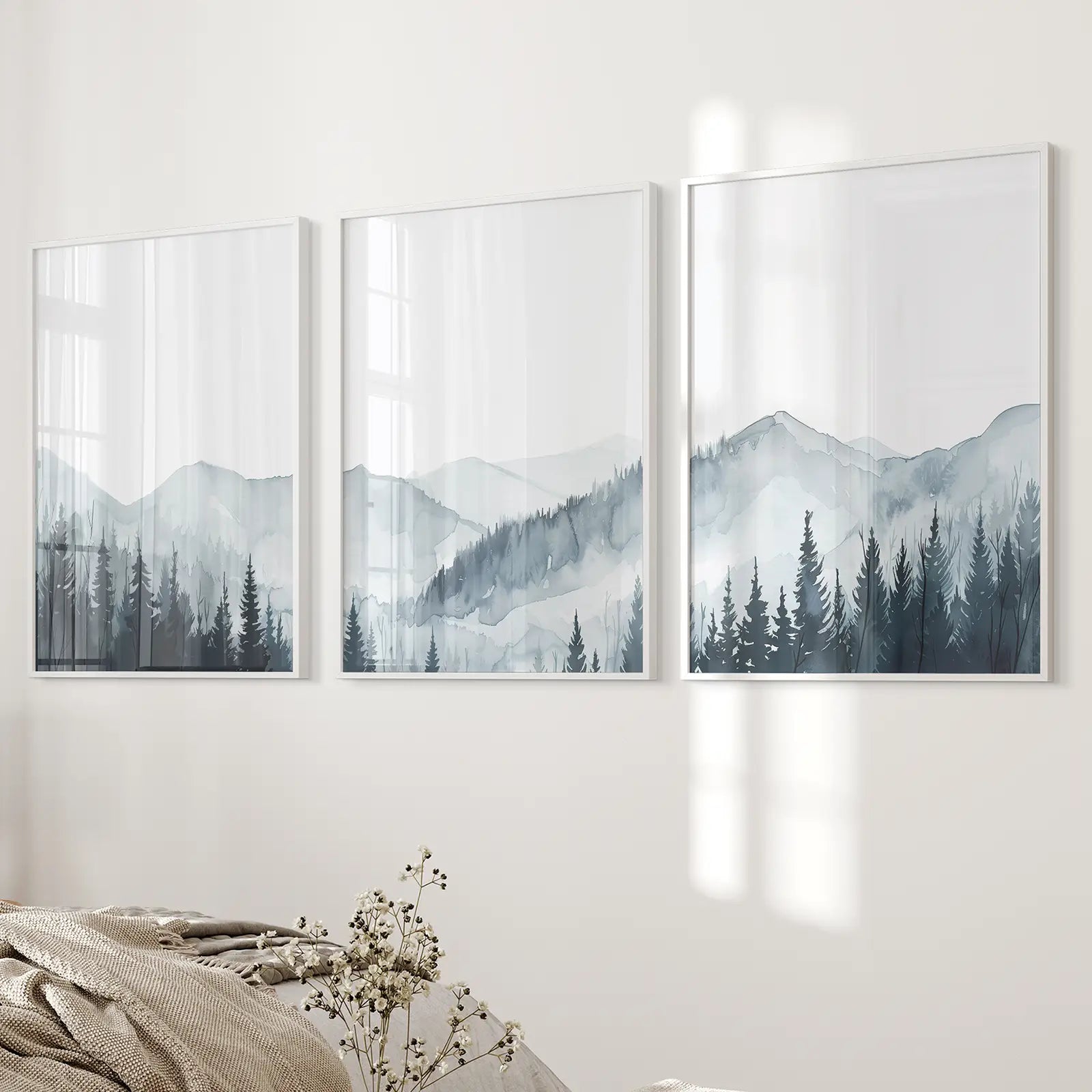 Watercolor Mountain Landscape Wall Art Posters