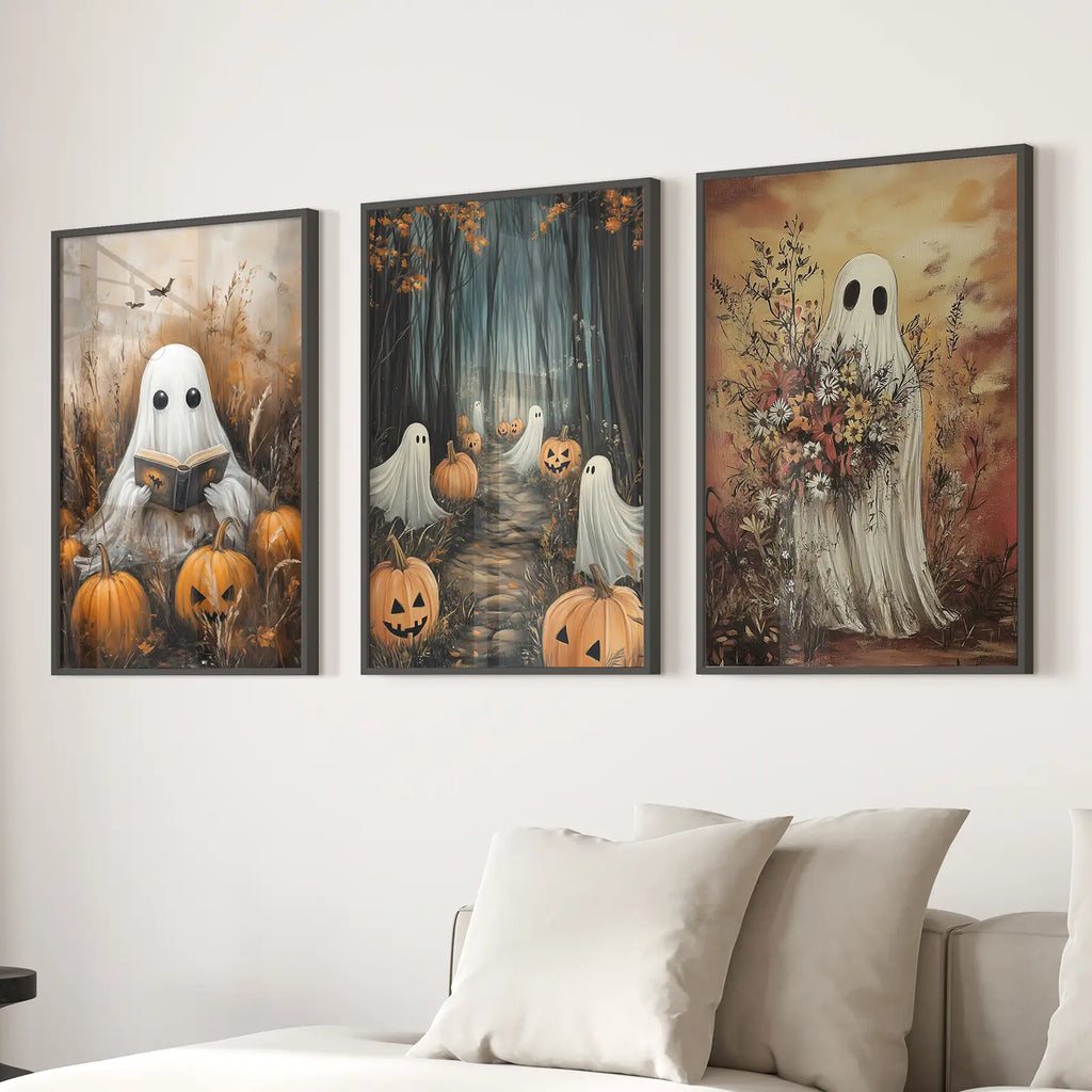 Ghosts Halloween Trendy Wall Art Poster Set Decor