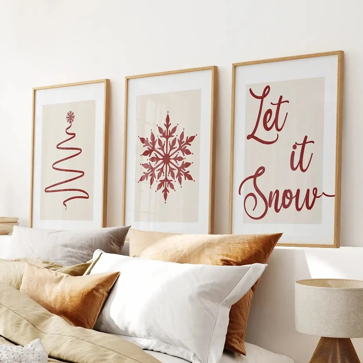 3 Piece Wall Art Christmas Tree Snowflake Poster