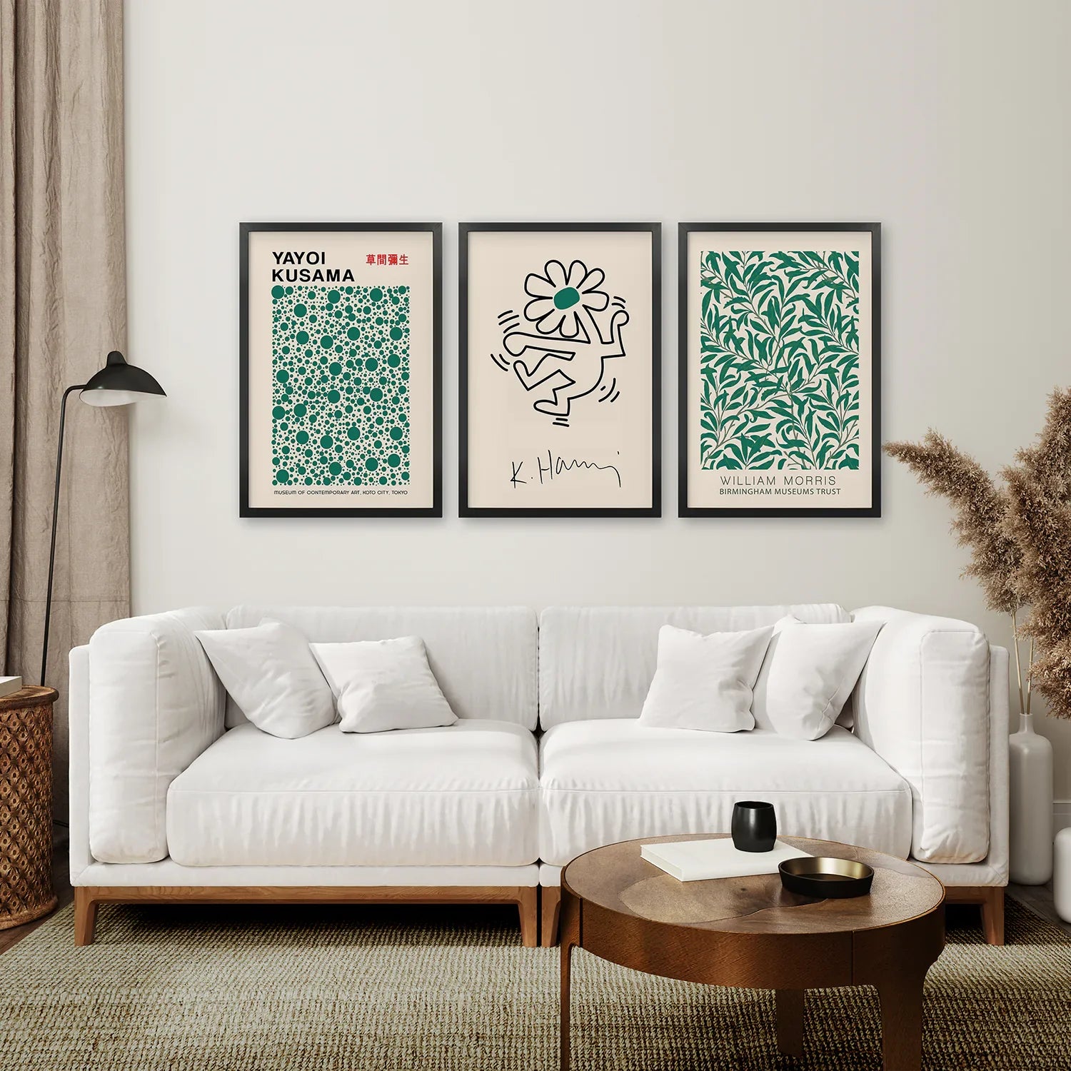 Exhibition Green Art Set of 3 Abstract Print