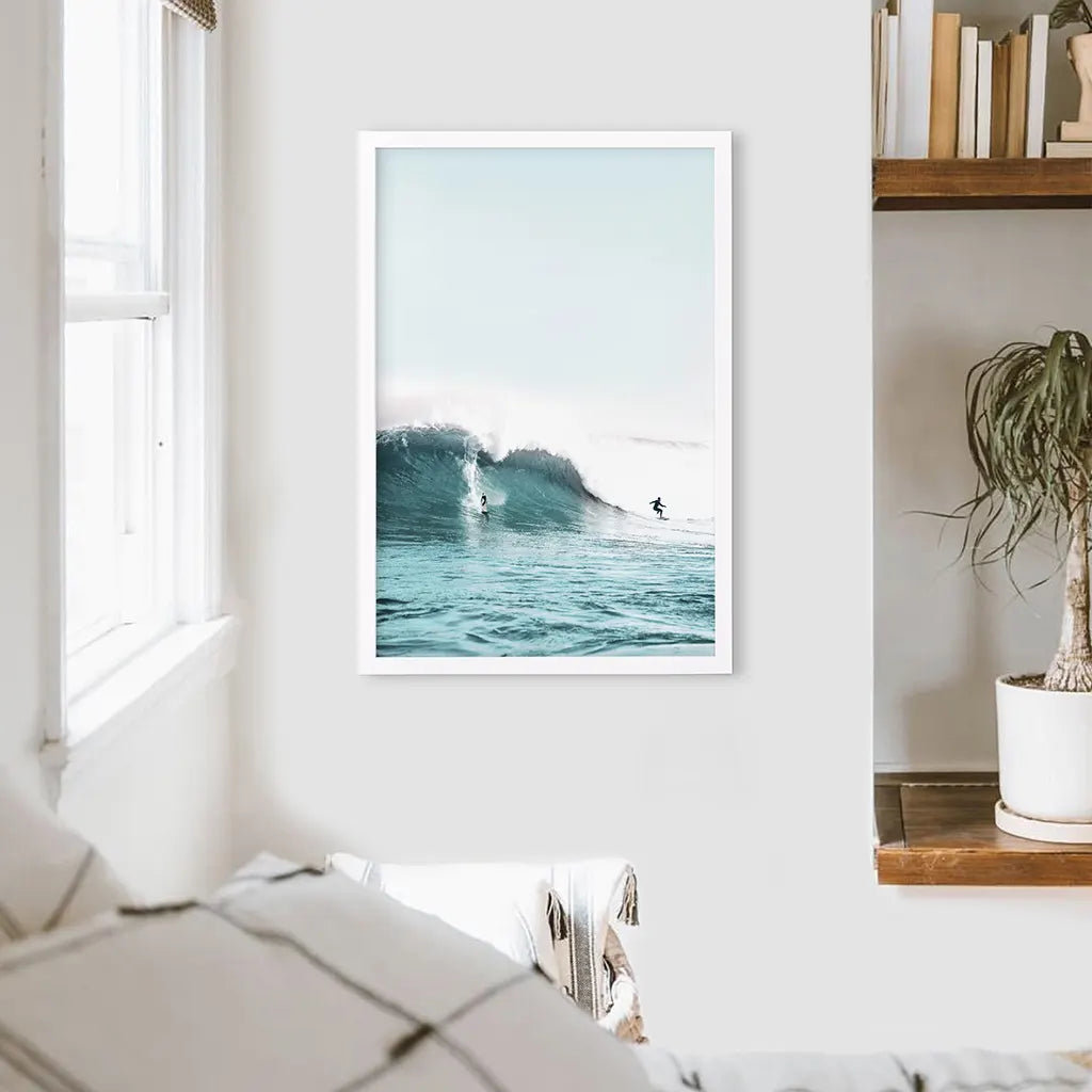 Surfing Wall Art Print. Surfers on Blue Waves