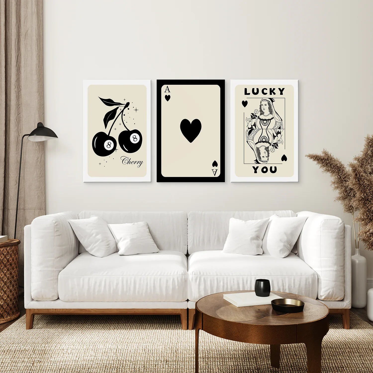 Beige Queen of Hearts Retro Wall Art Poster