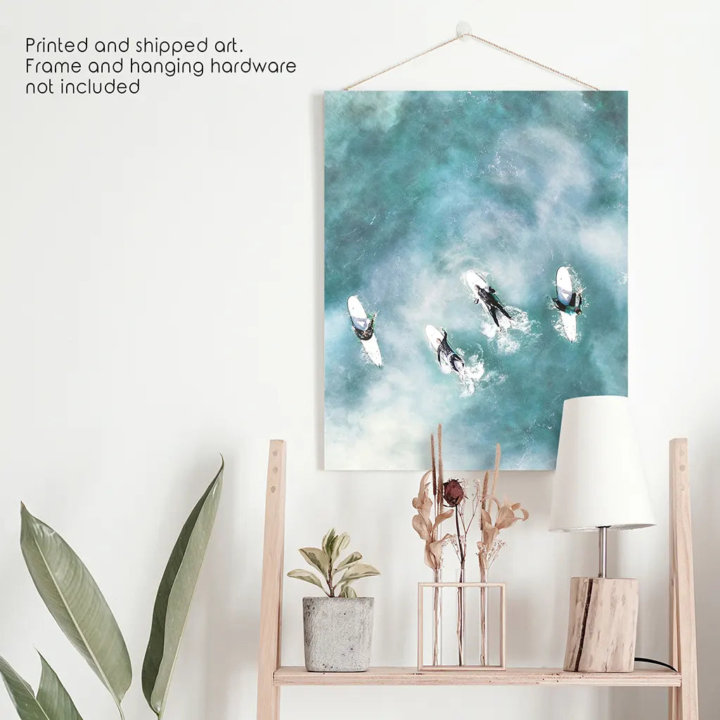 California Surfers Wall Art Print. Aerial Blue Ocean Waves