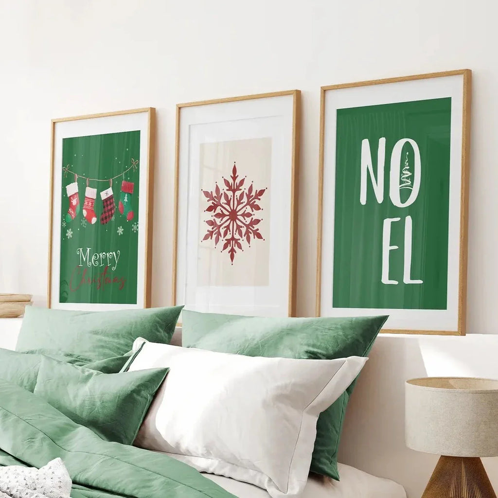 Trendy Green Christmas Holiday Art Nursery Decor