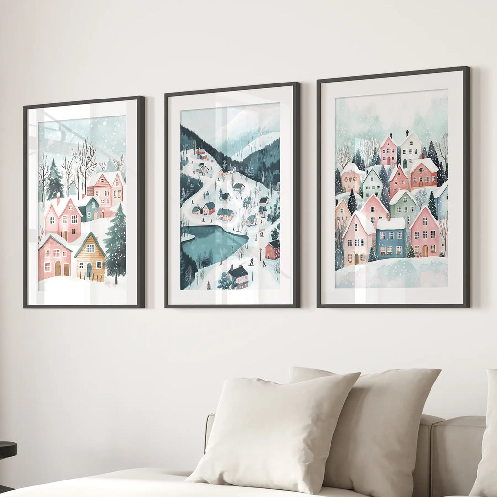 Christmas Village Cute Winter Landscape Posters
