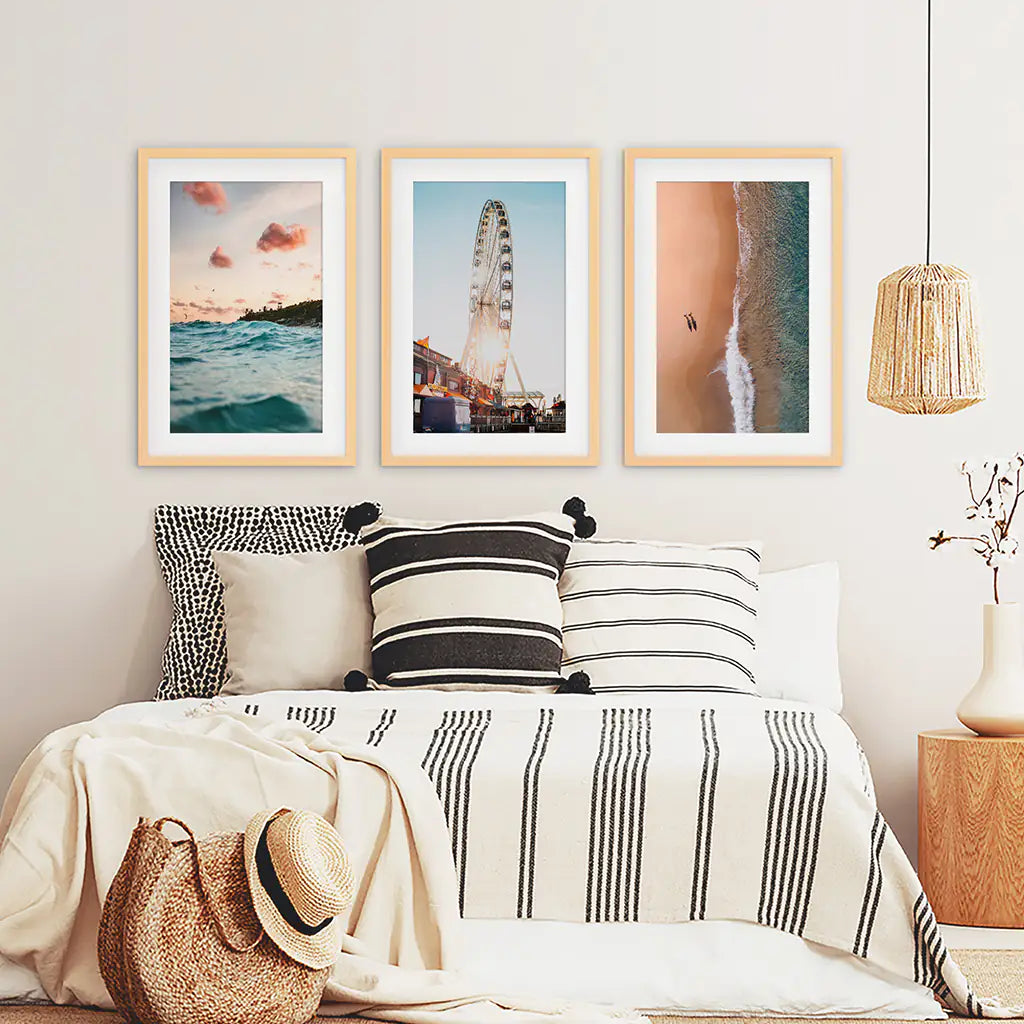 California Travel Wall Art Prints. Ferris Wheel, Ocean Sunset