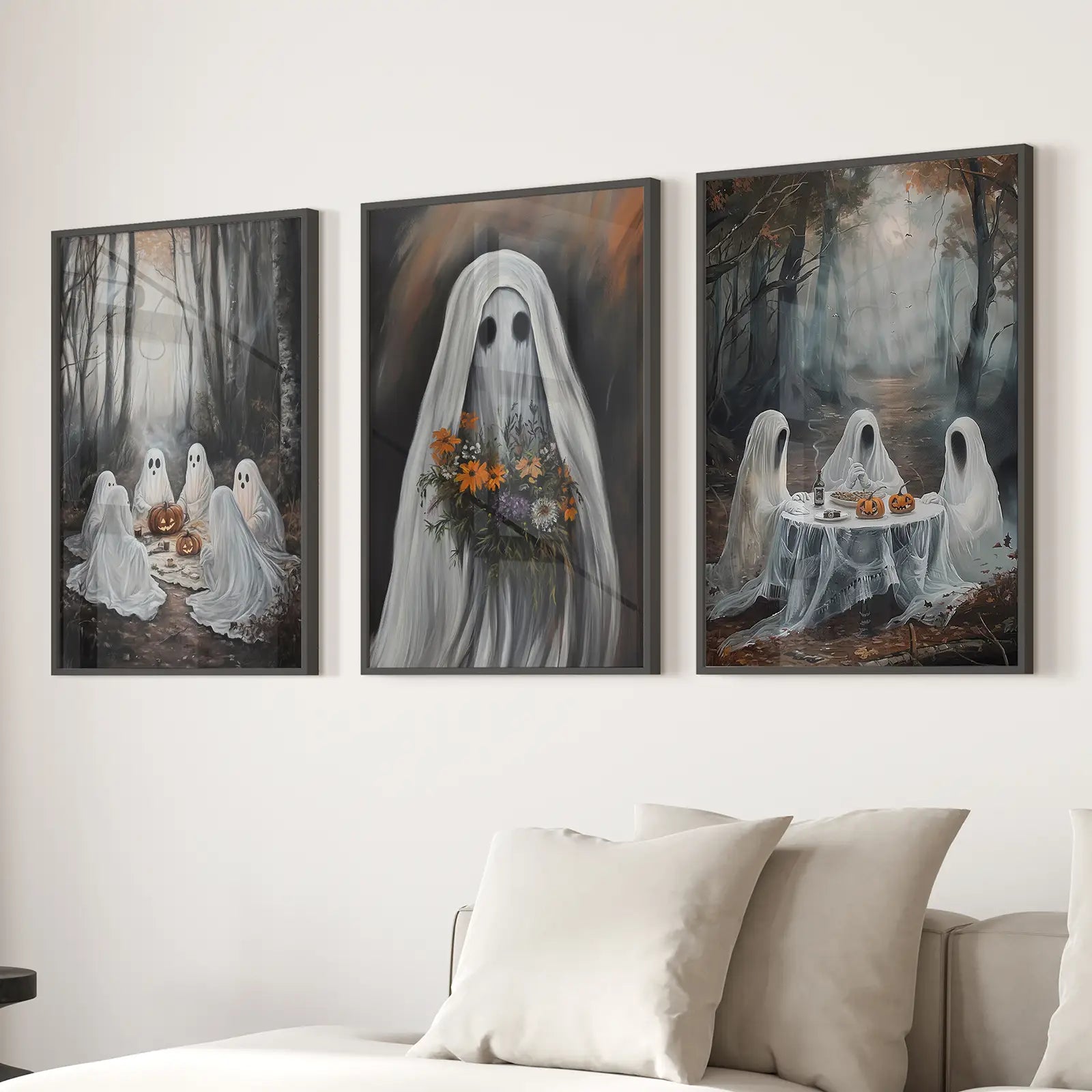 Moody Halloween Ghosts Trendy Wall Art Poster