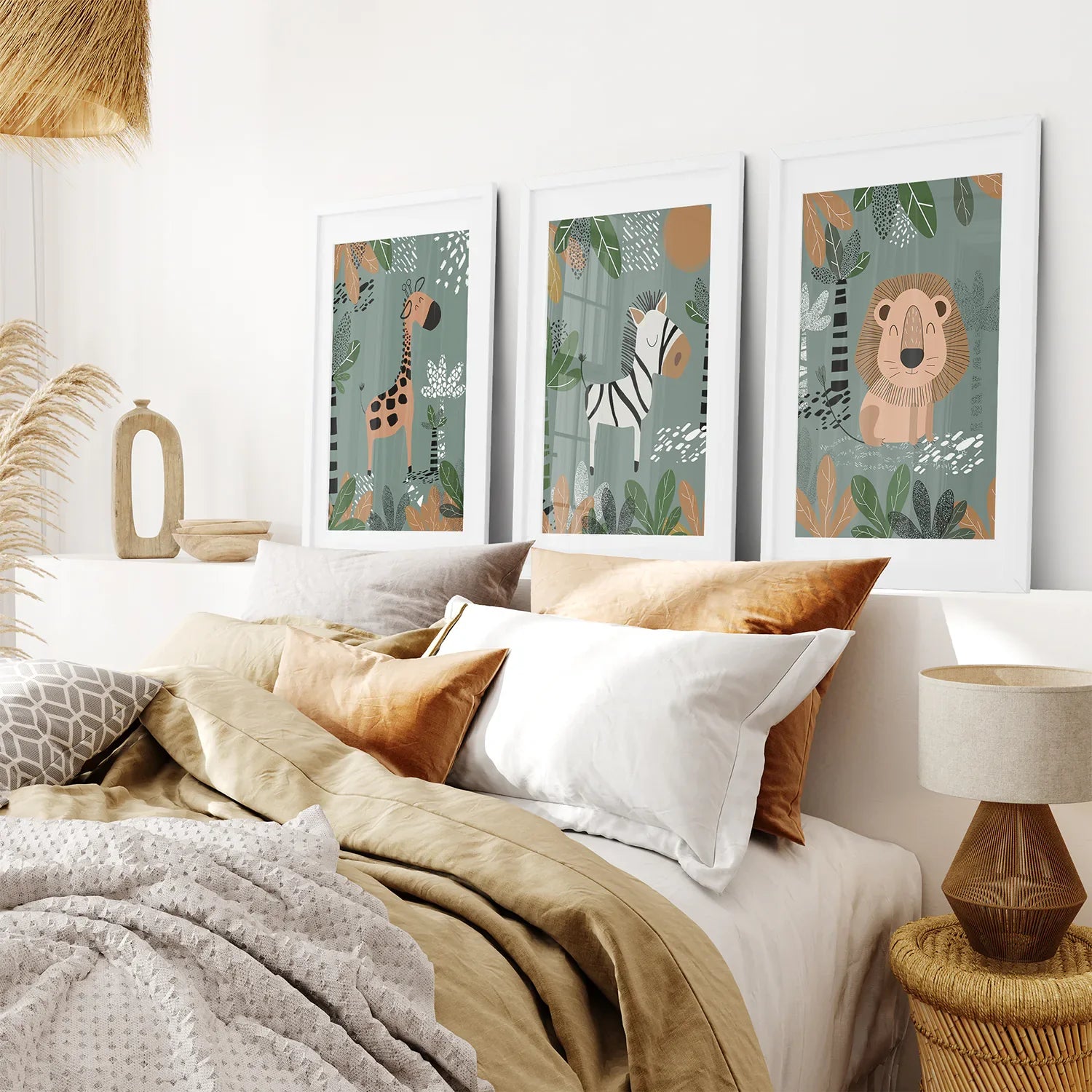 Baby Giraffe, Zebra, Lion Nursery Wall Decor