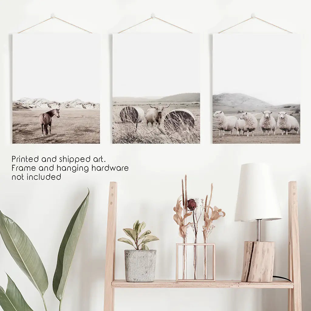 Autumn Farmhouse Wall Art Set. Farm Animals on the Field