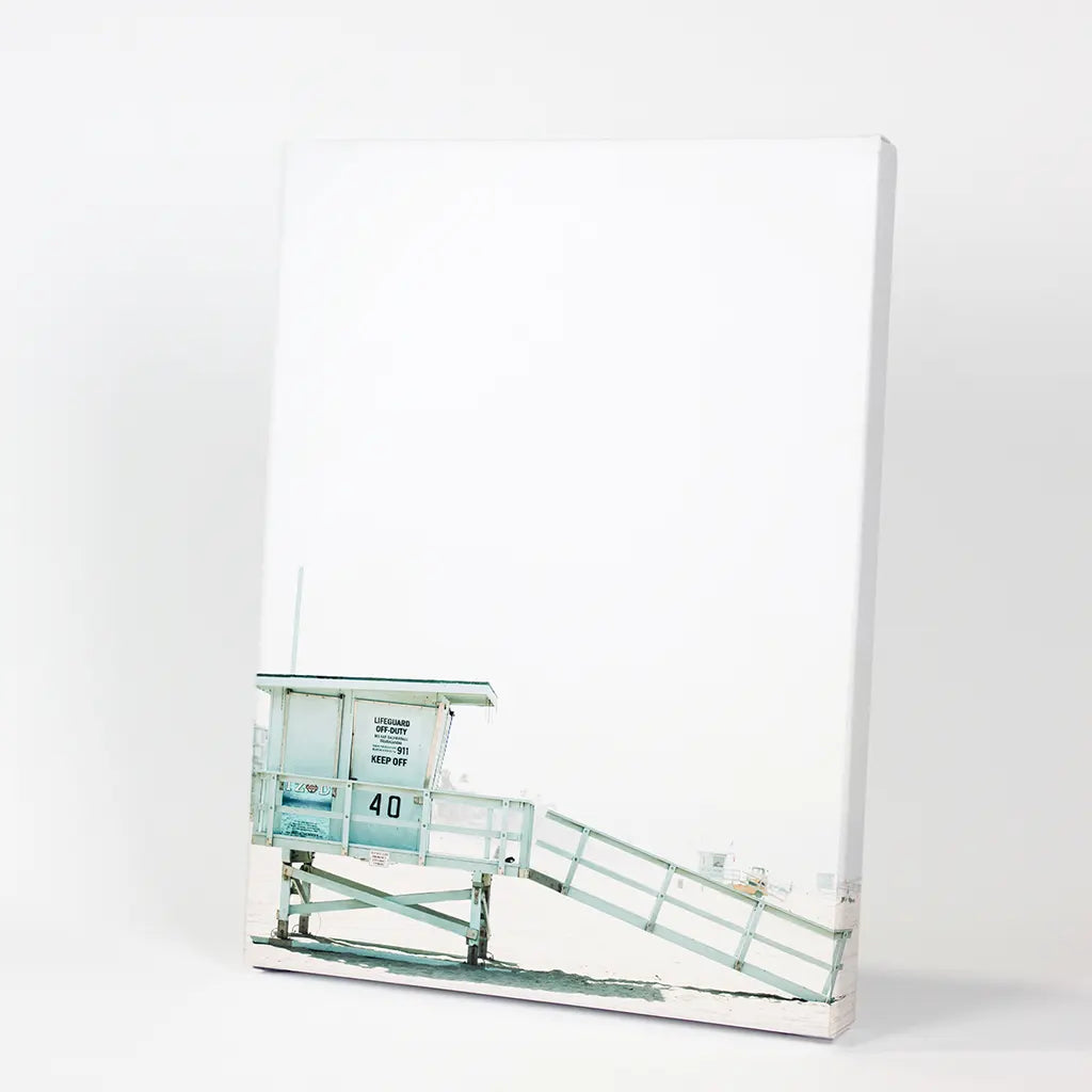 California Coastal Life Themed Print. Blue Lifeguard Hut