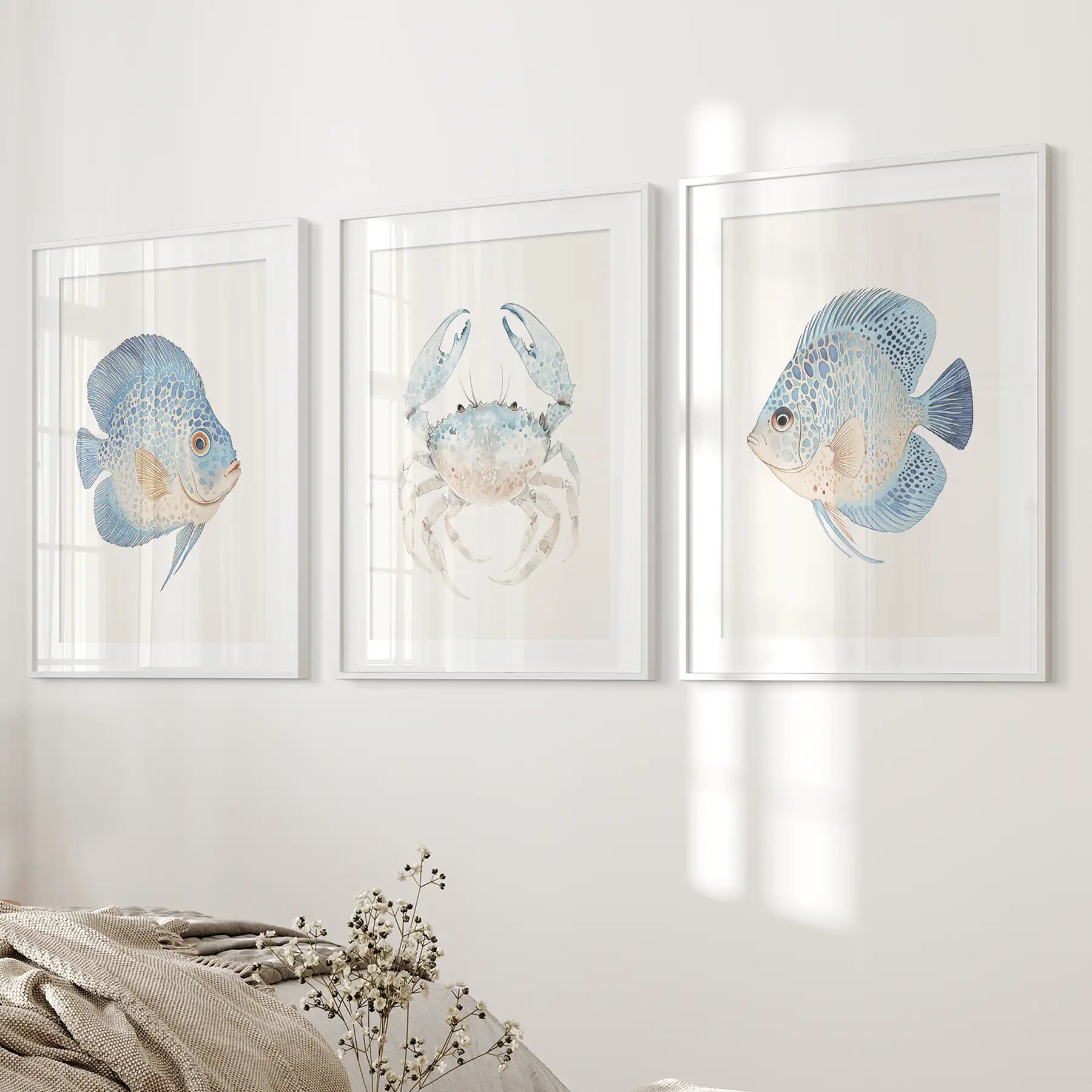 Minimalist Ocean Life Art. Marine Animals Decor