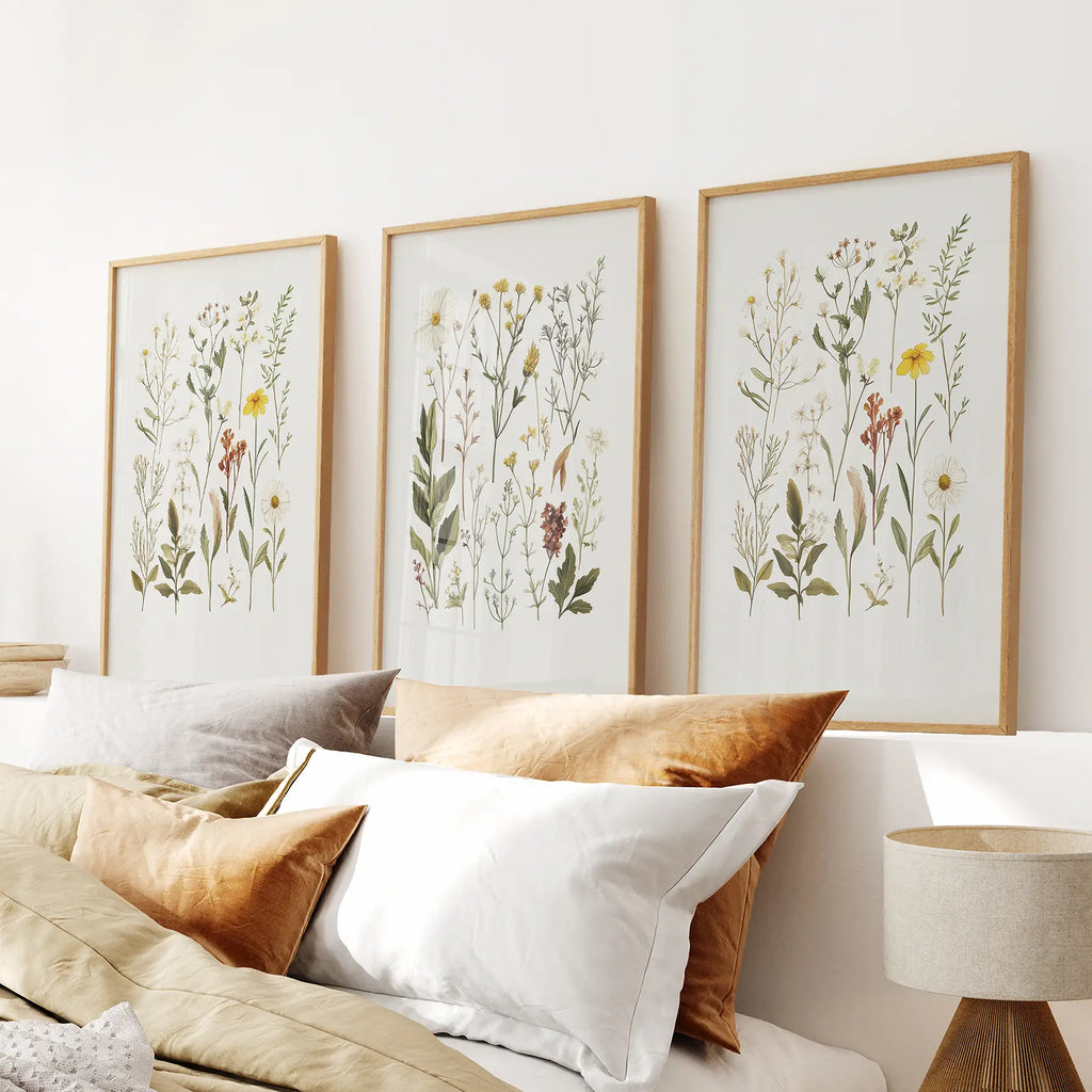 Wildflower Nature Prints. Modern Wall Art Decor