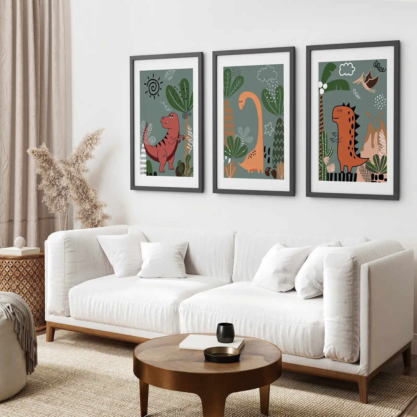 Green Dinosaur Nursery Decor Kids Room Wall Art