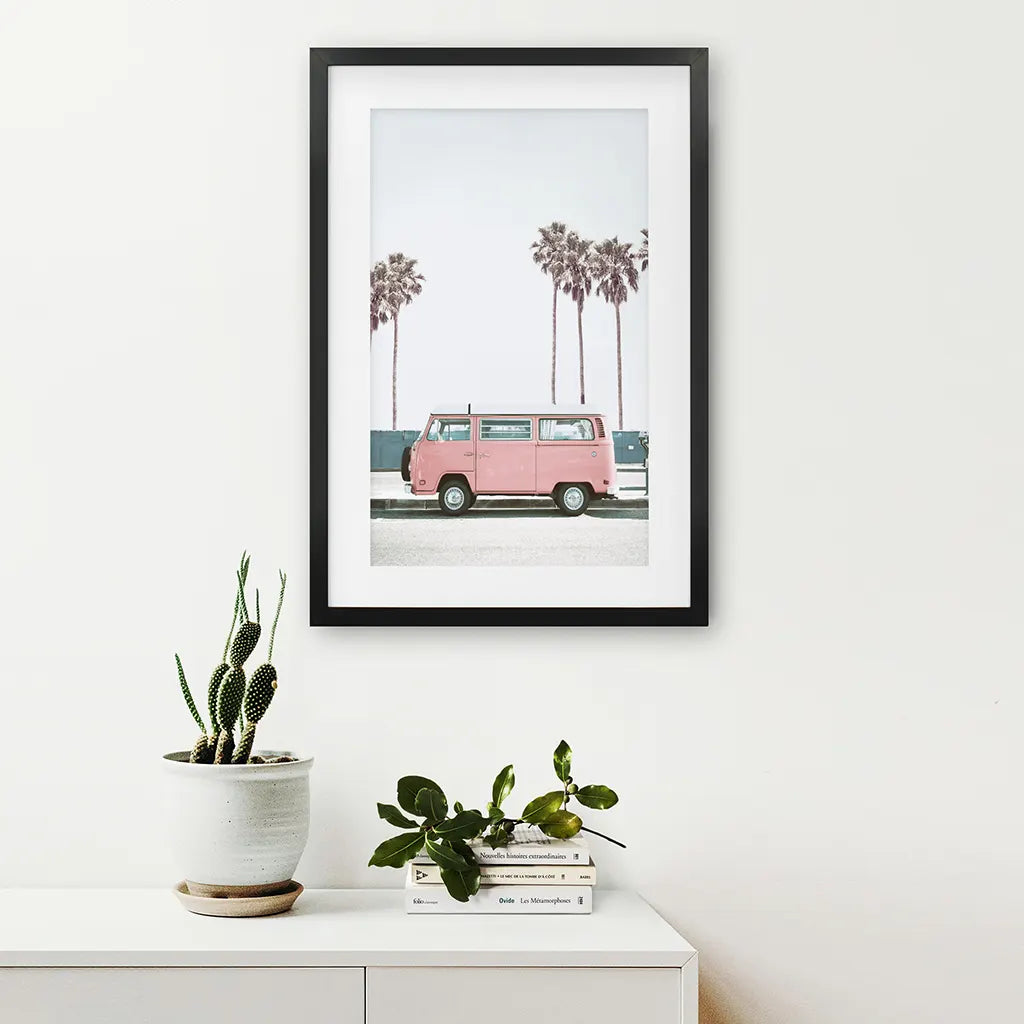 Travel Pink Van Wall Decor. California Summer Theme
