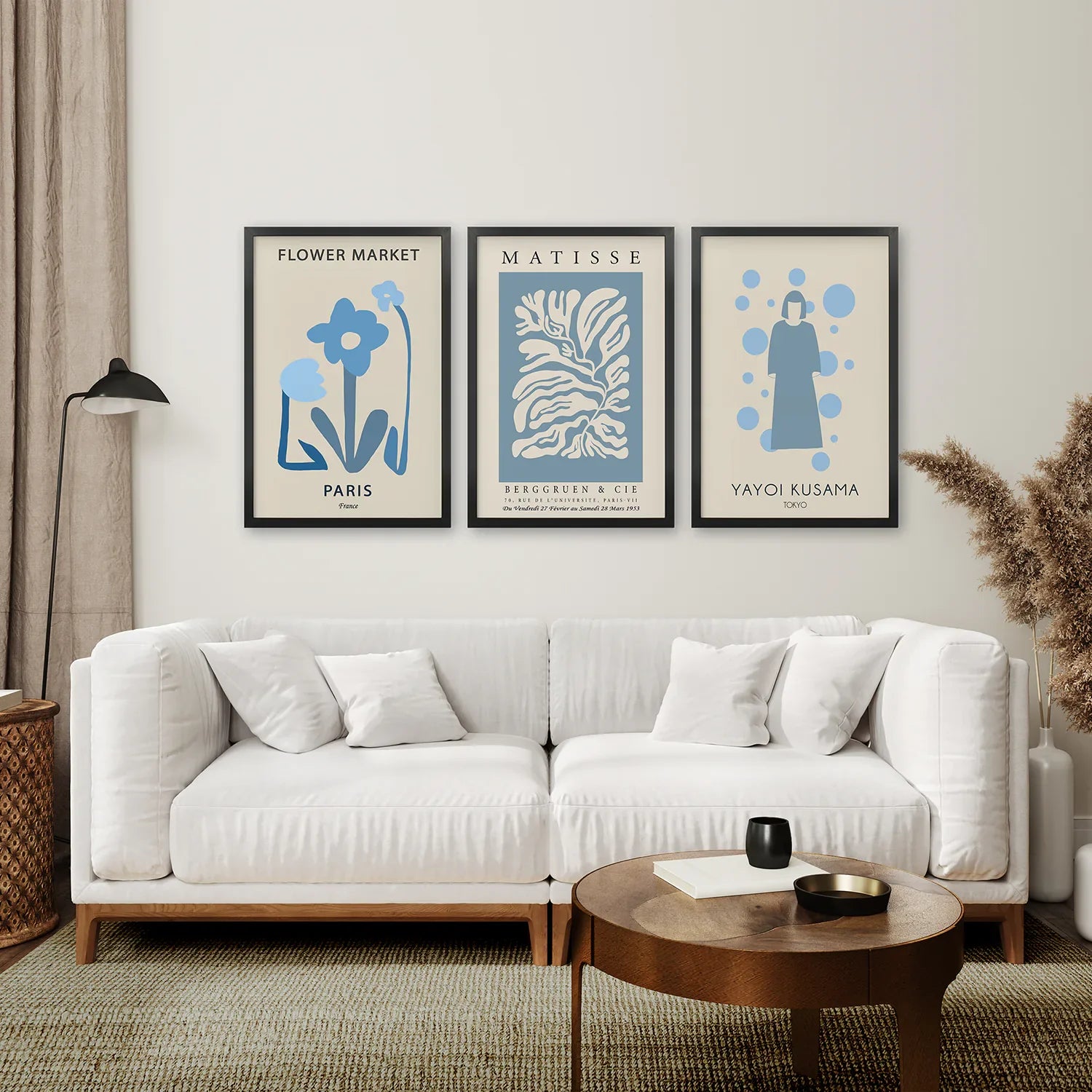 Modern Y2k Style Set of 3 Posters. Pastel Blue