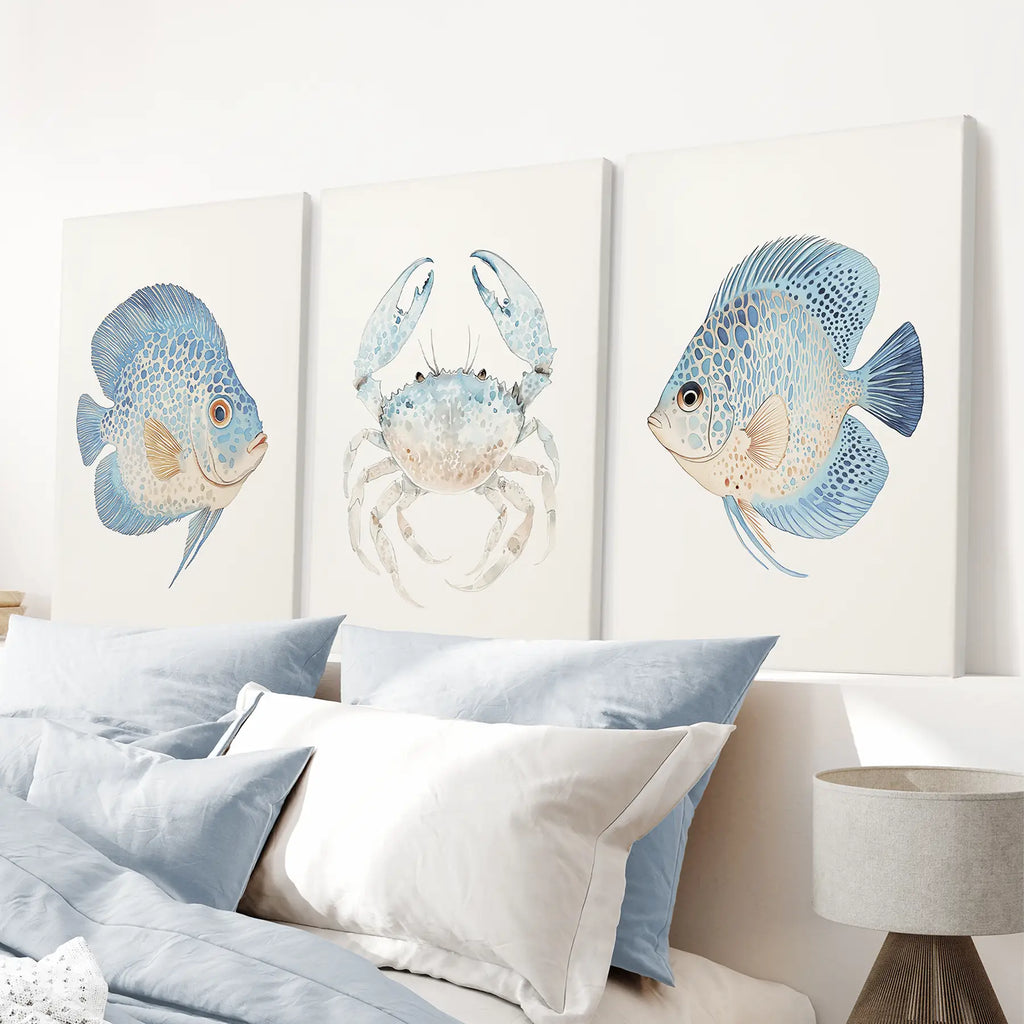Minimalist Ocean Life Art. Marine Animals Decor