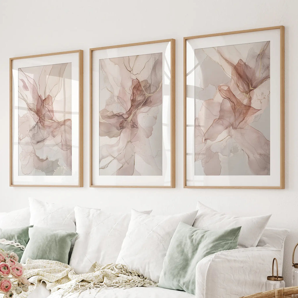 Neutral Abstract Set of 3 Prints Wall Art Decor