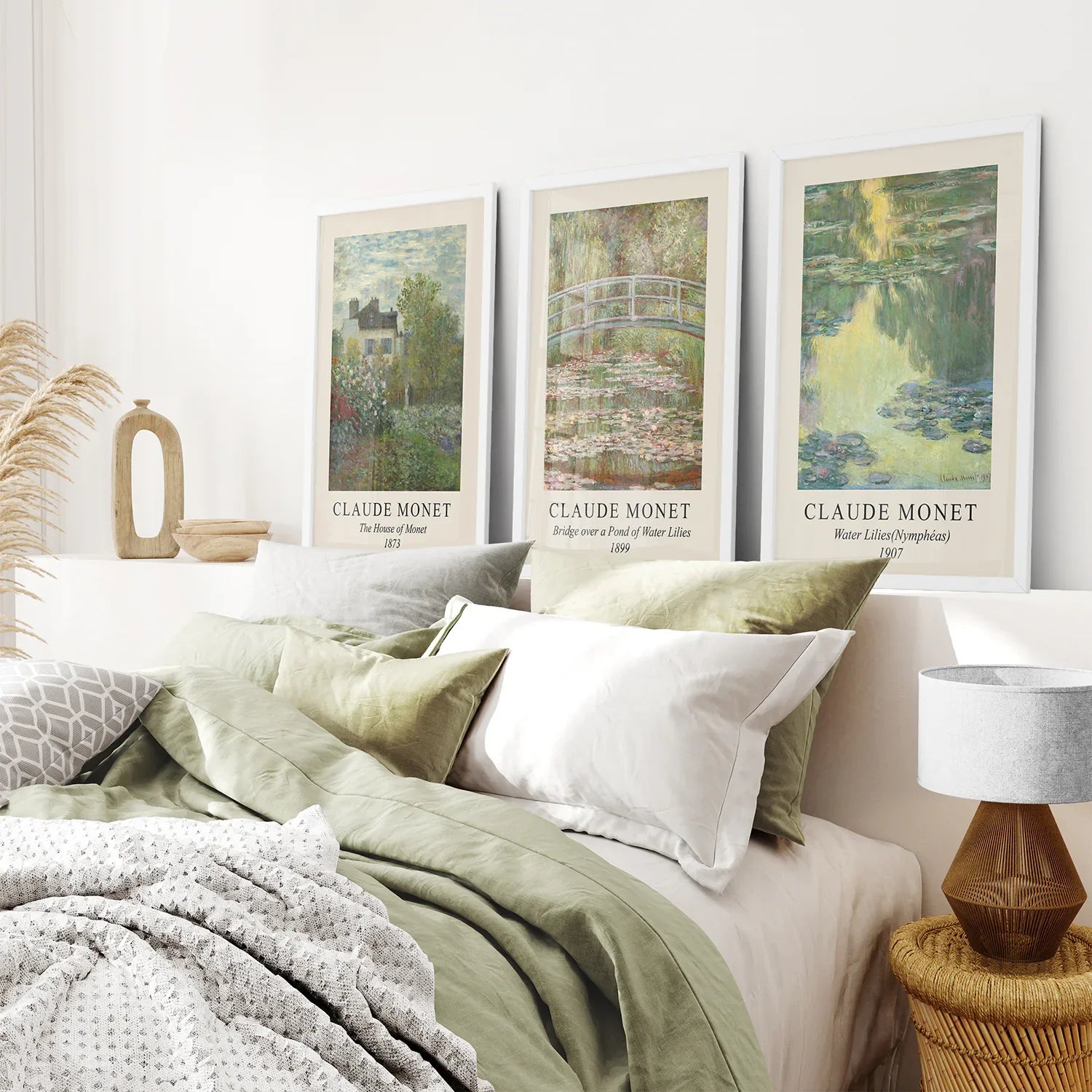 Vintage Farmhouse Decor Set of 3 Prints. Claude Monet