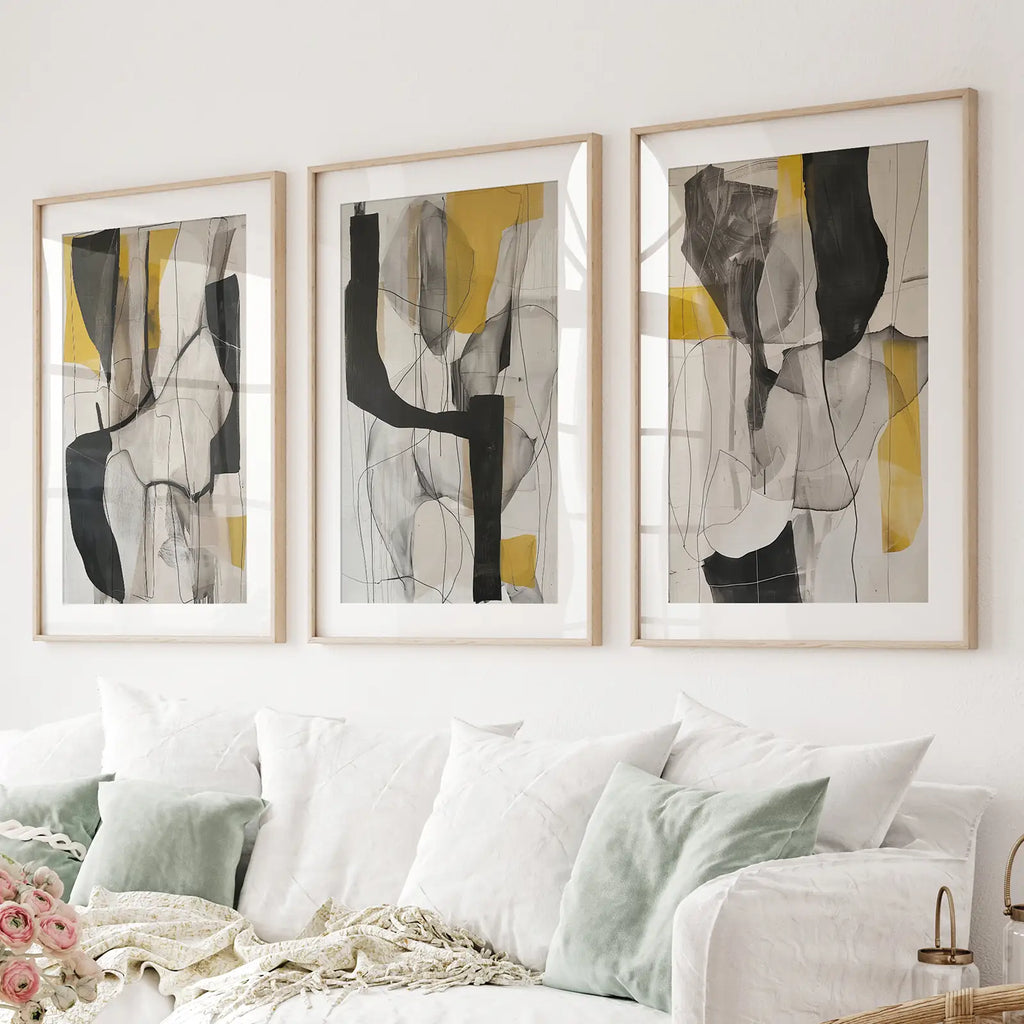 Golden Abstract Shapes Modern Wall Decor Poster