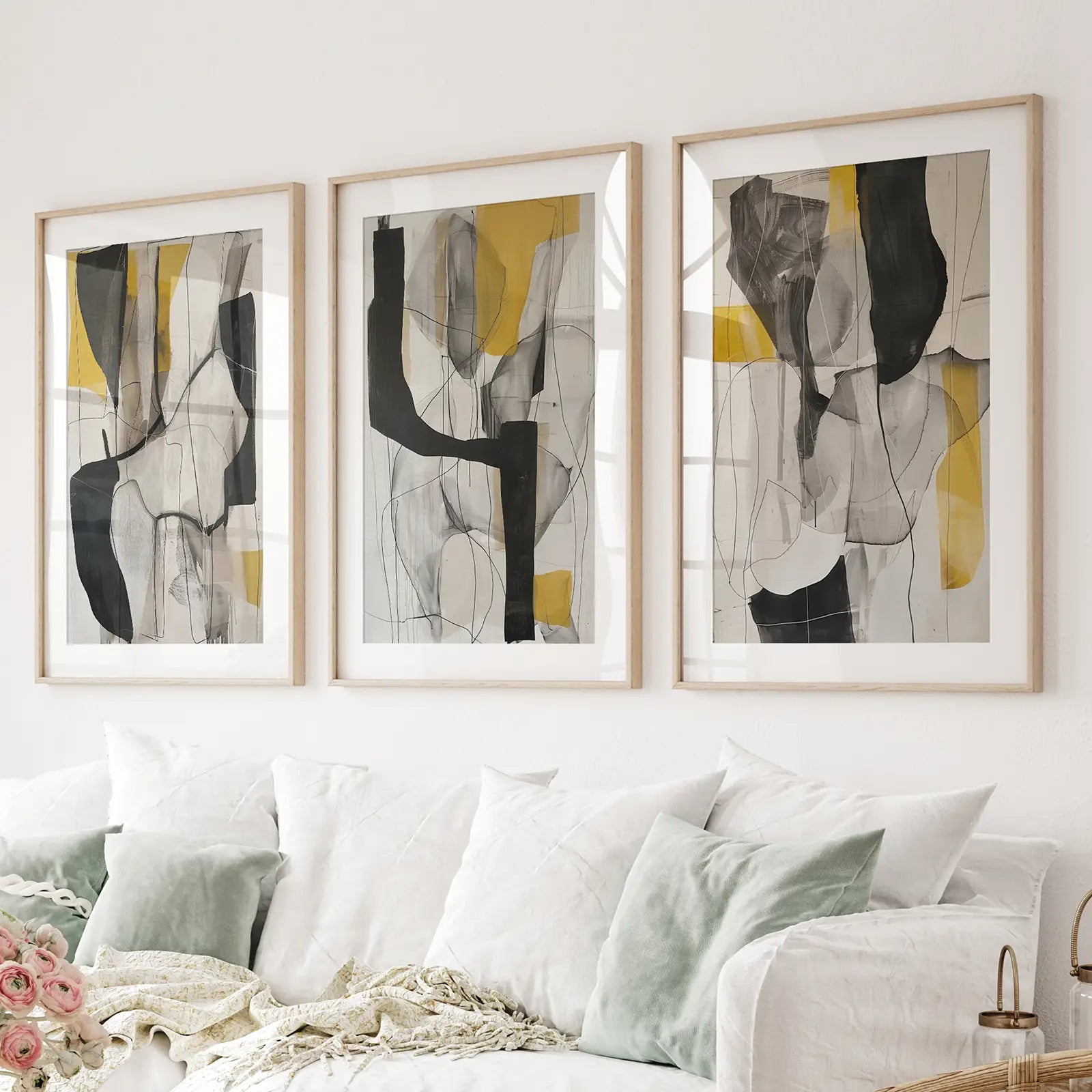 Golden Abstract Shapes Modern Wall Decor Poster