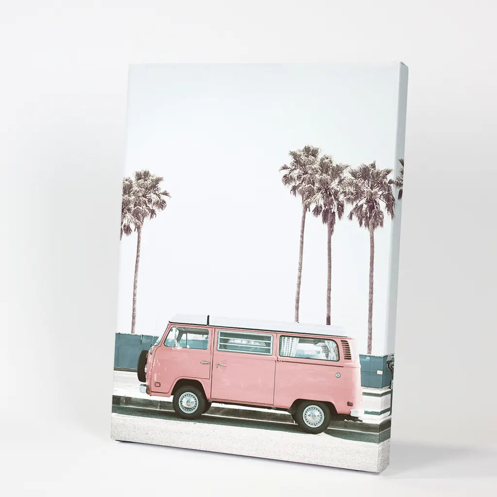 Travel Pink Van Wall Decor. California Summer Theme