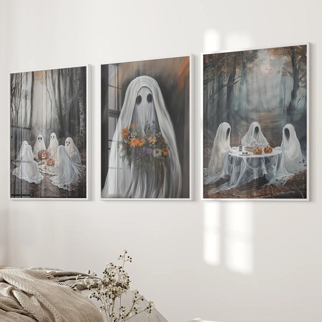 Moody Halloween Ghosts Trendy Wall Art Poster