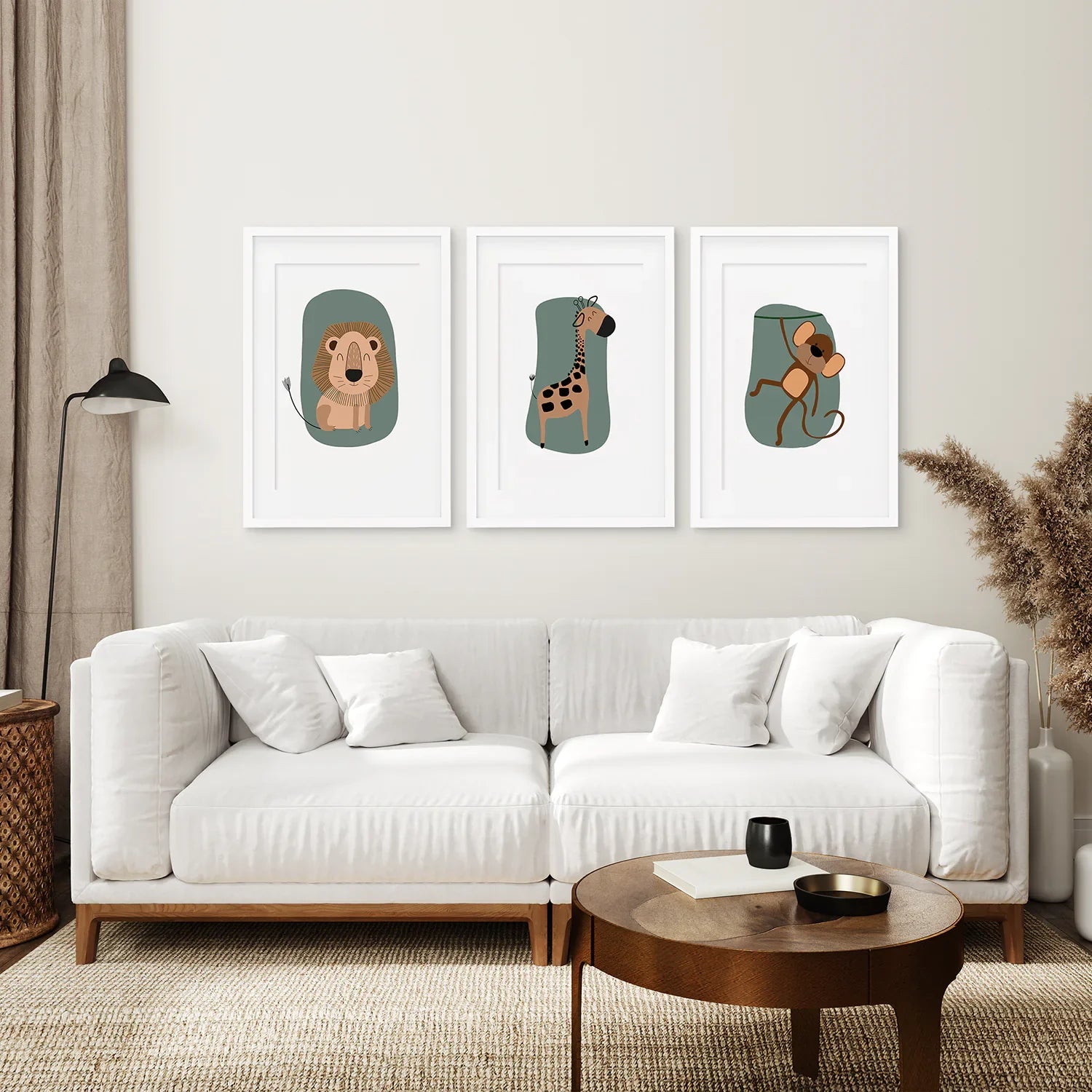 Cute Safari Baby Animals Set of 3 Art Prints