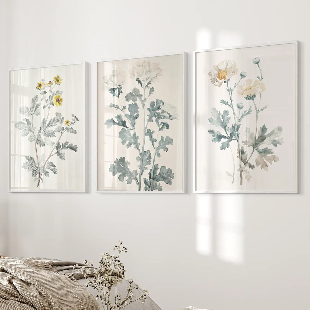 Meadow Flower Watercolor Wall Art Poster Set
