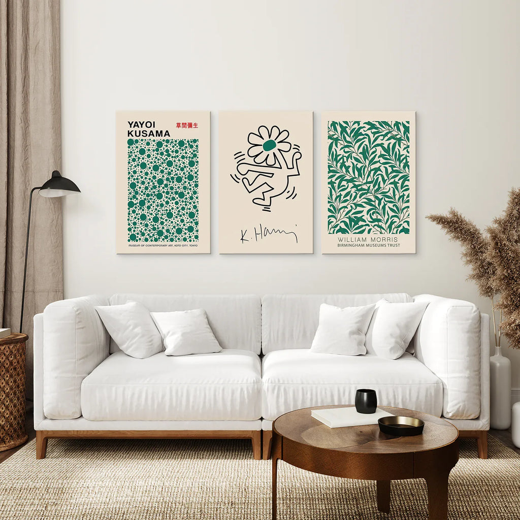 Exhibition Green Art Set of 3 Abstract Print