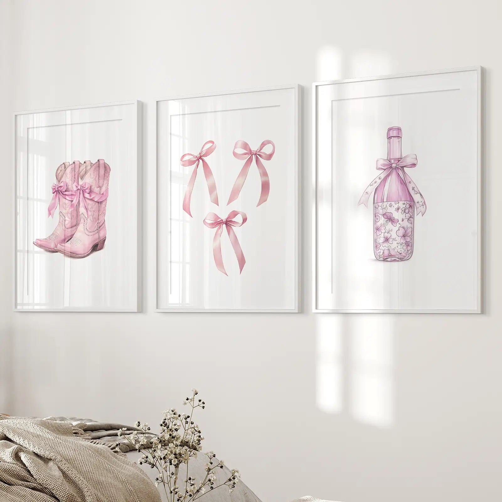 Trendy Pink Wall Art Prints Preppy Room Decor Set