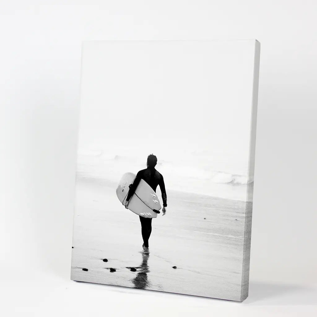 Black White Modern Surfer Photo. Coastal Style Print