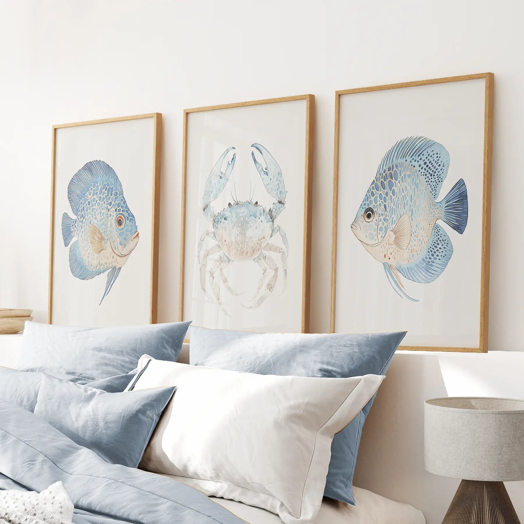 Minimalist Ocean Life Art. Marine Animals Decor